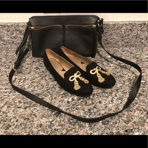 Adrienne Vittadini Black Flats with Black Purse